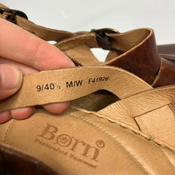 Born Emmy Quarter cork wedge Sandals‎ brown leather straps women's size 40 - Image 10