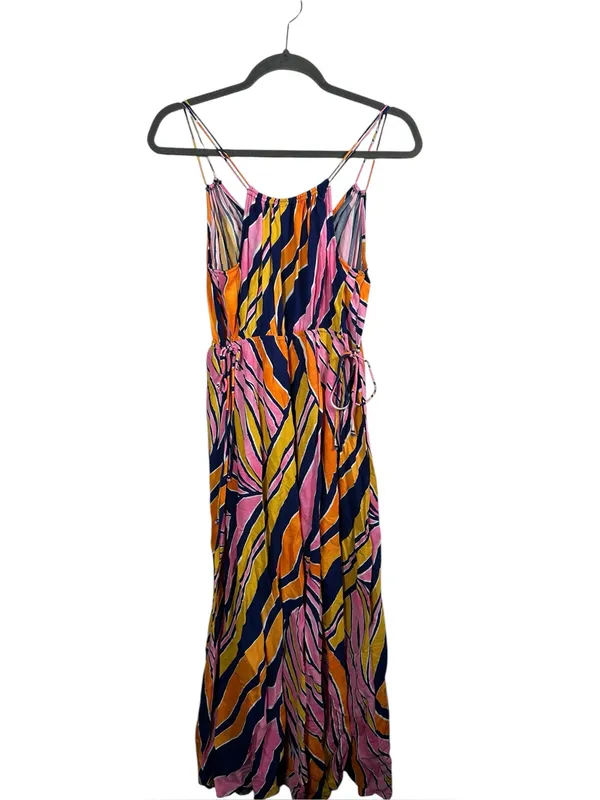 Anthropologie Maeve Jumpsuit Womens 6 Pink Orange Abstract Wide Leg‎ Strappy - Image 4