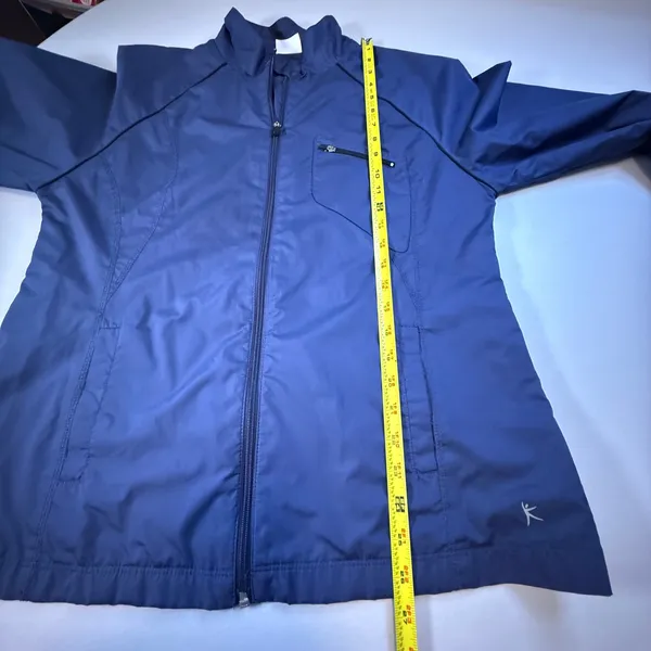 Danskin Now Womens Navy Blue Mesh Lined Full Zip Windbreaker Jacket Large 12-14 - Image 11