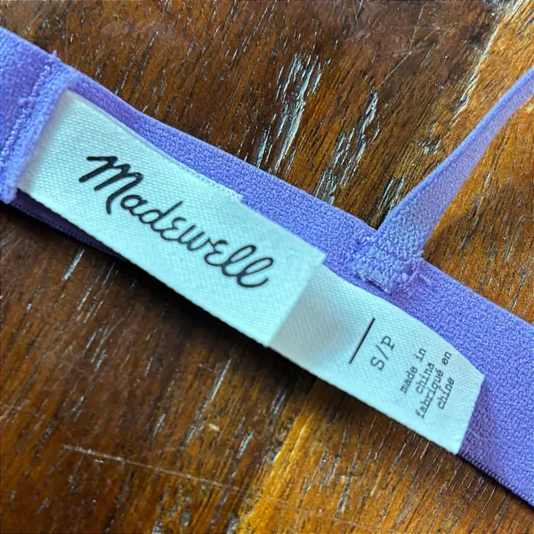 Madewell Purple Floral Lace Triangle Bralette Adjustable Straps Small‎ SP - Image 3