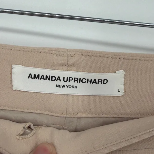 Amanda Uprichard Womens Tan Beige Tuxedo Stripe Dress‎ Shorts Size Large - Image 4
