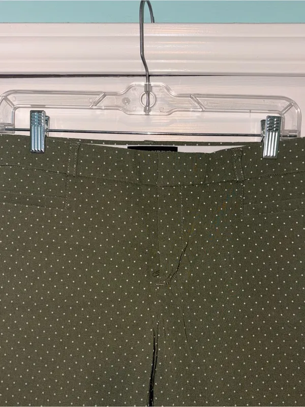 NWT Banana Republic Sloan Women’s Olive Green Polka Dot Dress Pants Size 6P - Image 4