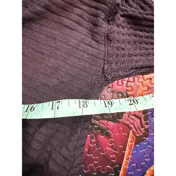 Free People Women Purple Waffle Knit Thermal Tunic Scoop Neck Long Sleeve Small‎ - Image 7