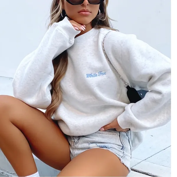 White Fox Steal‎ Your Heart Oversized Sweater Black Soft Cozy Women’s Sz S - Image 6
