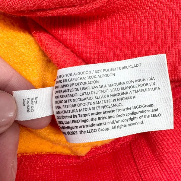 LEGO x Target Colorblock Hoodie Womens Size S‎ Red Orange Pink Fleece Pullover - Image 6