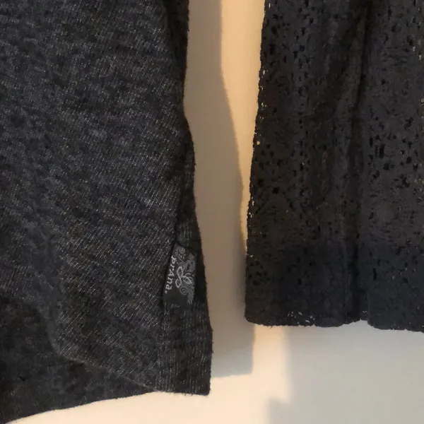 Prana Lace Sleeve Pullover Top Womens Size Large Dark Gray Athleisure Workout - Image 5