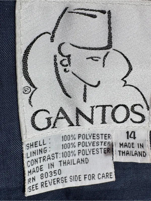 Vintage 90s Gantos Long Trench Rain Coat Navy Blue Yellow Size 14 Oversized - Image 10