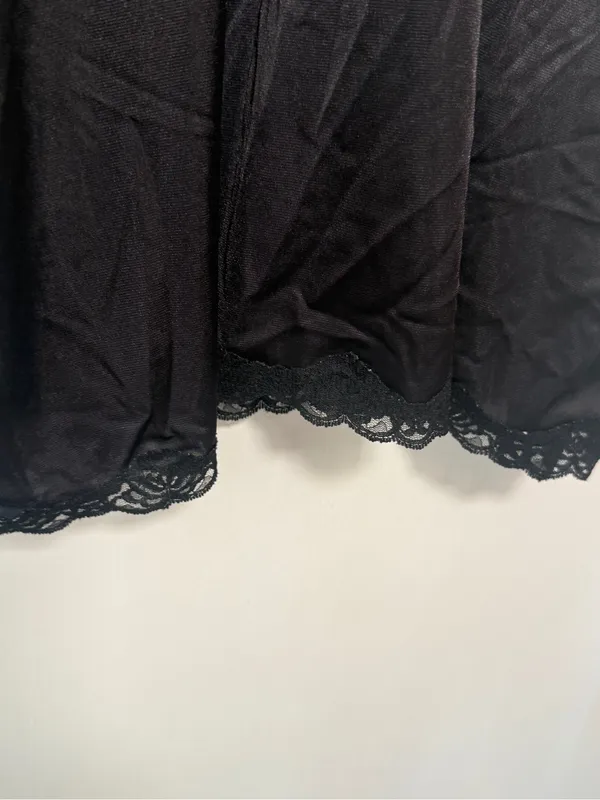 Vintage Mel-Lin Size 48 Black Lace-Trim Slip Dress for Women - Classic Intimates - Image 3