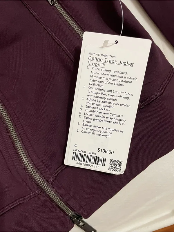 Lululemon NWT Define Track Zip-Up Jacket in Black Plum Purple Lion Size 4 - Image 7