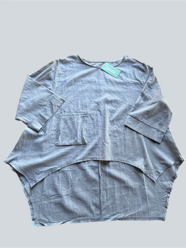 Women's NEW Grey Oversized Hi Low Top Size Large #260195 - Image 2