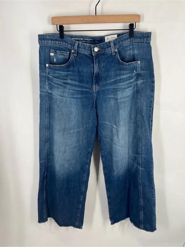 AG Saige Wide Leg Crop Watermist Paneled Jeans Size 33 - Image 2