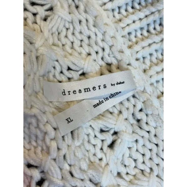Dreamers by Debut Cardigan Sweater Womens‎ XL Pink White Striped Pointelle Knit - Image 6