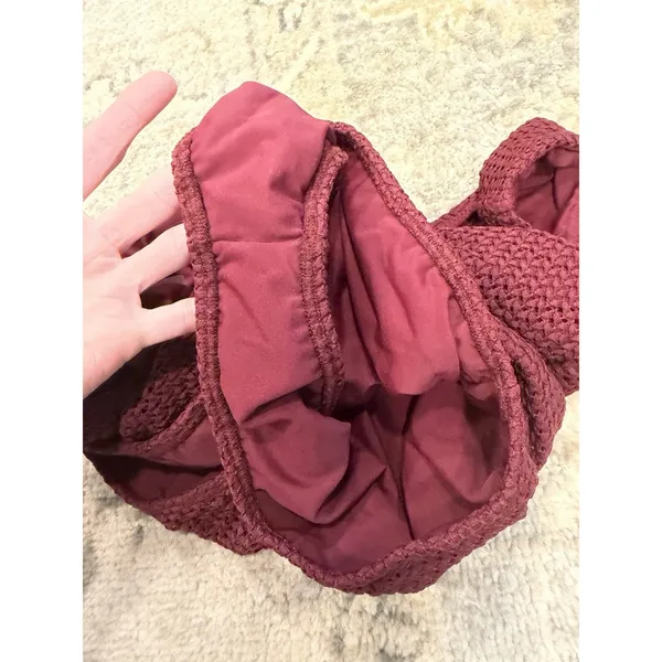 Montce Maroon Crochet Kim One-Piece Belted Swimsuit XL NEW - Image 10