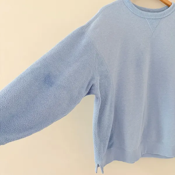 Aerie Sweatshirt Crewneck Medium Blue Fleece Knit Texture Oversized Cozy - Image 4