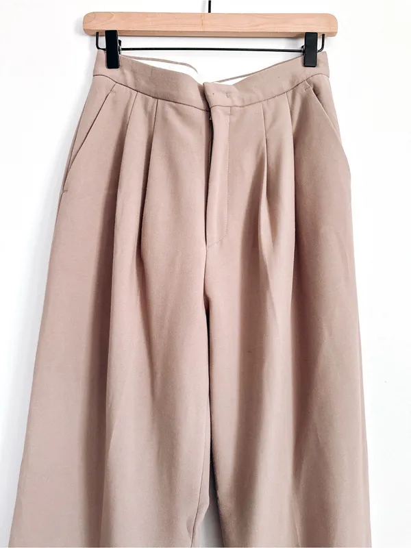 3.another High Rise Wide Leg Taupe Trousers Size M - Image 2