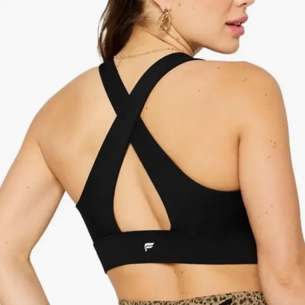 Fabletics Oasis Twist Sports‎ Bra Womens M Black Medium Impact Cross Back - Image 2