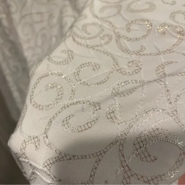 JM Collection Cute creamy textured metallic swirl stretchy top 3/4 sleeve lightweight - Image 4