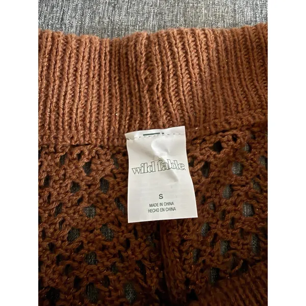 Wild Fable Dark Brown Crochet Beach Wide Leg Pants Sz S Cover Up Boho Hamptons - Image 7