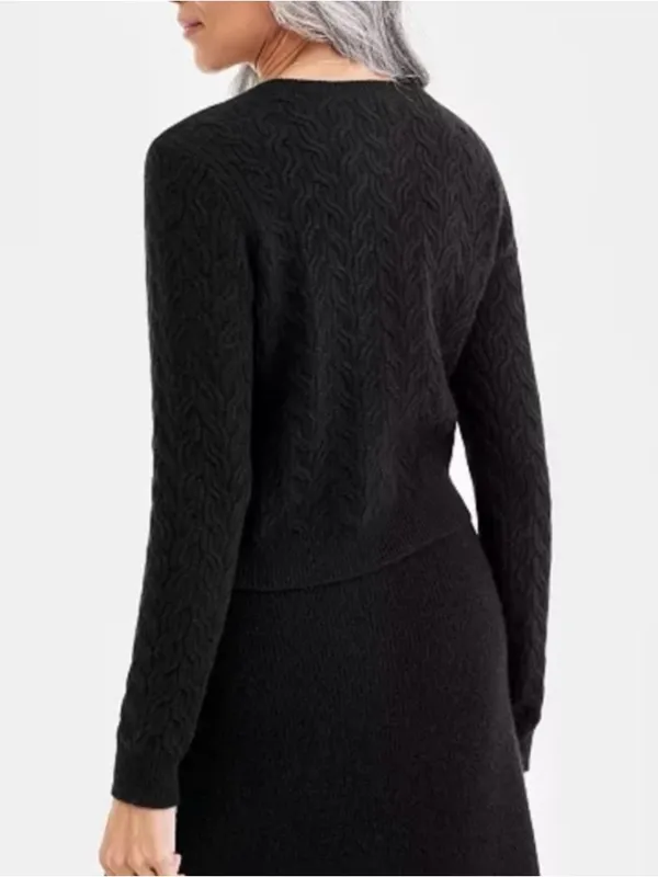 Charter Club 100% Cashmere Embellished Cable-Knit Cardigan Sweater Size Medium - Image 4