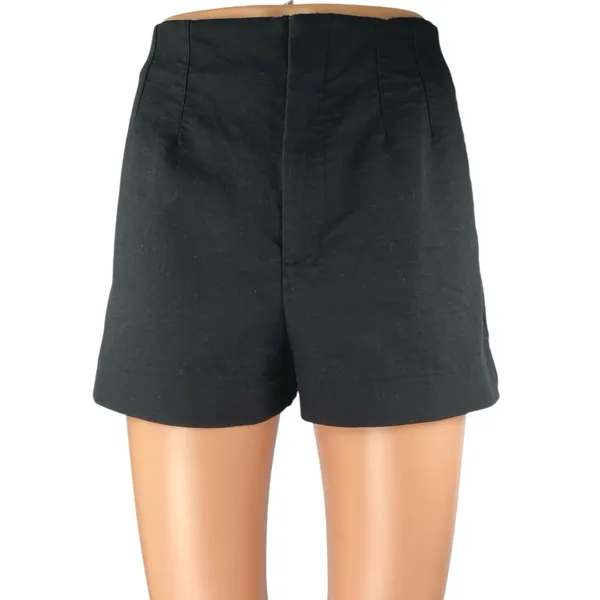 Zara Women's Black High Waisted Wide Leg Zipper Pockets Mini Shorts Size XS - Image 2