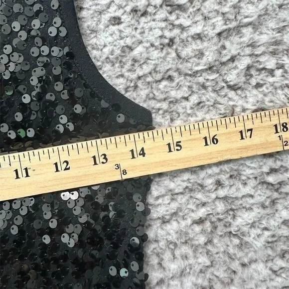 Womens Black Sequin Sleeveless Bodycon Cocktail Dress Size 0 90's Clubwear Glam‎ - Image 6