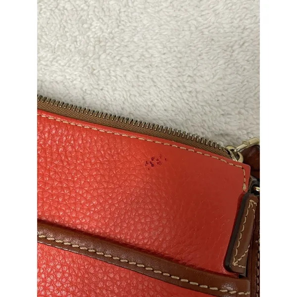 Dooney & Bourke Ginger Pouchette Crossbody Pebble Leather RED/ORANGE - Image 8