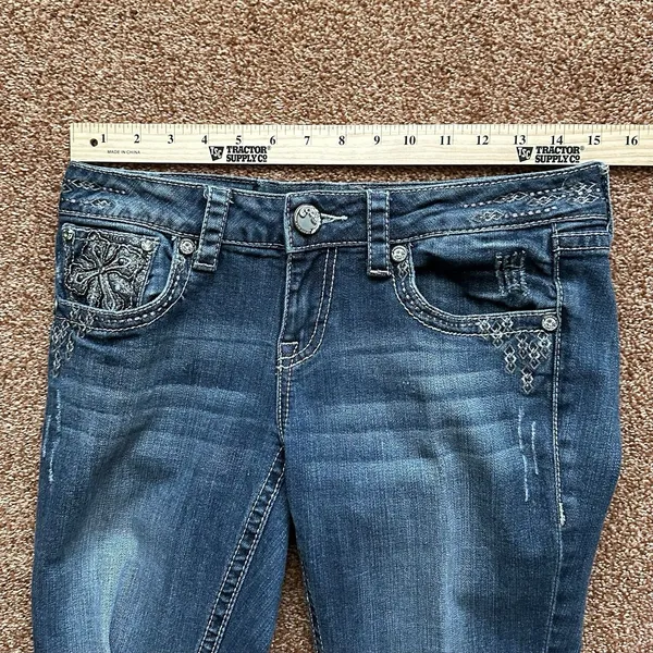 Grace in LA Jeans Womens 27x32 Blue Bootcut Rhinestone Embellished Bling Western - Image 6
