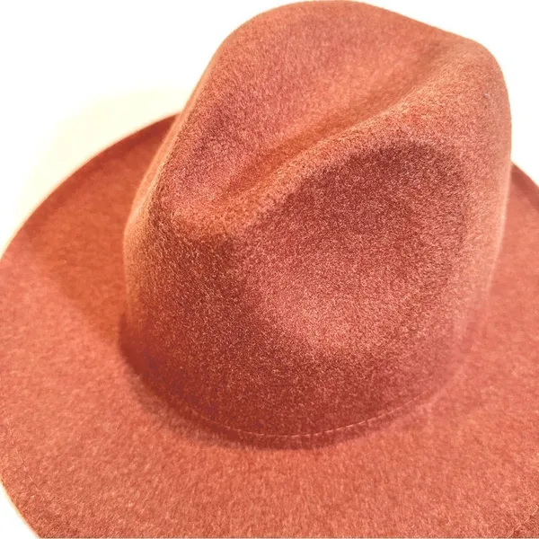 Fedora Polyester Wool Blend Hat Women's One Size Rust‎ Boho Swiftie Festival NWT - Image 3
