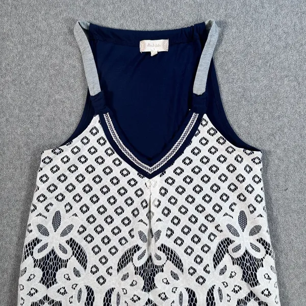Altar'd State Lace Overlay Tank Top Women's Small Navy Blue/White Jersey Boho - Image 2