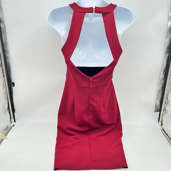 Lulu's Bold Red Backless Dress w/Front Slit Over Left Thigh-Size XS - Image 4