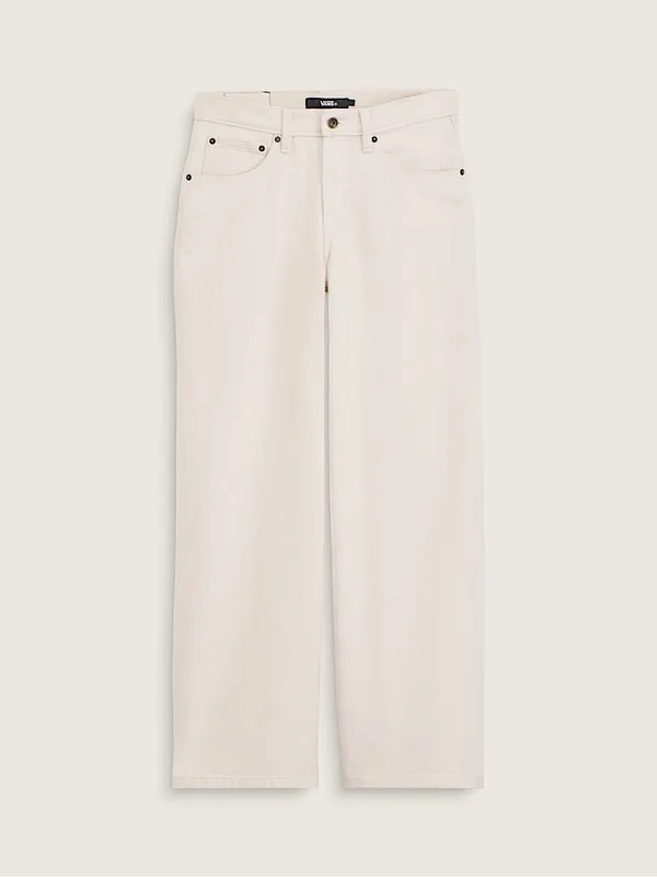 NWT VANS Check-5 Low Rise Extra Baggy Jeans In Ecru SZ-30 - Image 5