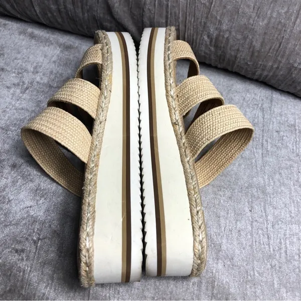 Universal Threads Beige 3 Textile Strap Platform Wedge Sandals 9.5 Espadrille - Image 4