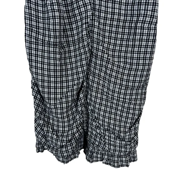 NWT Hollister Ruched Plaid Tie-Strap Mini Dress Black White Preppy Size M - Image 3