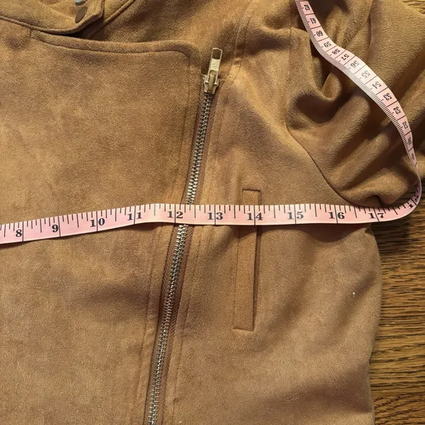 Newbury‎ Kustom Jacket Women's Size S Brown Faux Suede, short, slant zipper - Image 6