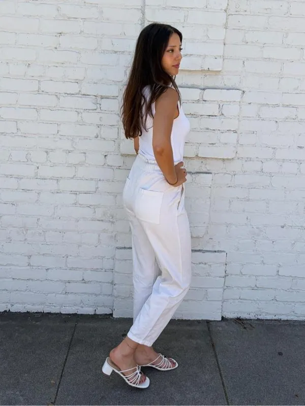 Zara white cream trouser pants with drawstring waist sz XS #vacation #momstyle #summer #basic - Image 3
