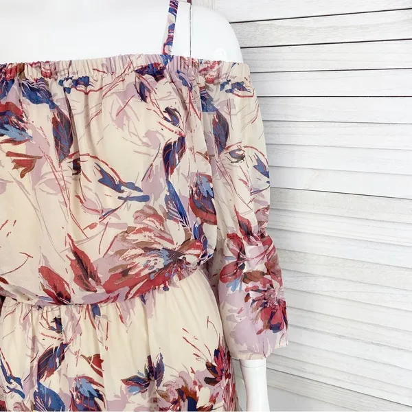 As You Wish Floral Off The Shoulder‎ Flared Sleeve Maxi Dress Small - Image 6