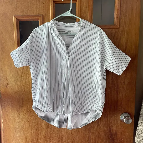 Madewell Courier Button-Back Shirt in Pure Stripe Size Small - Image 3