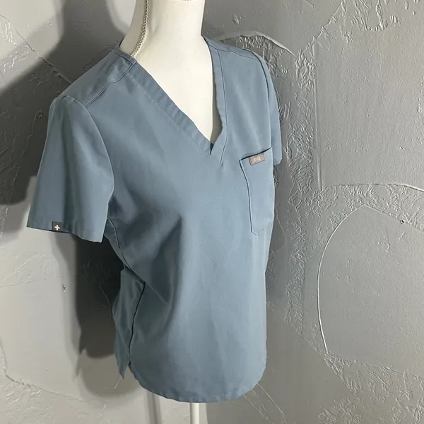 Figs Women's V-Neck Scrub Top in Slate Blue - Image 5