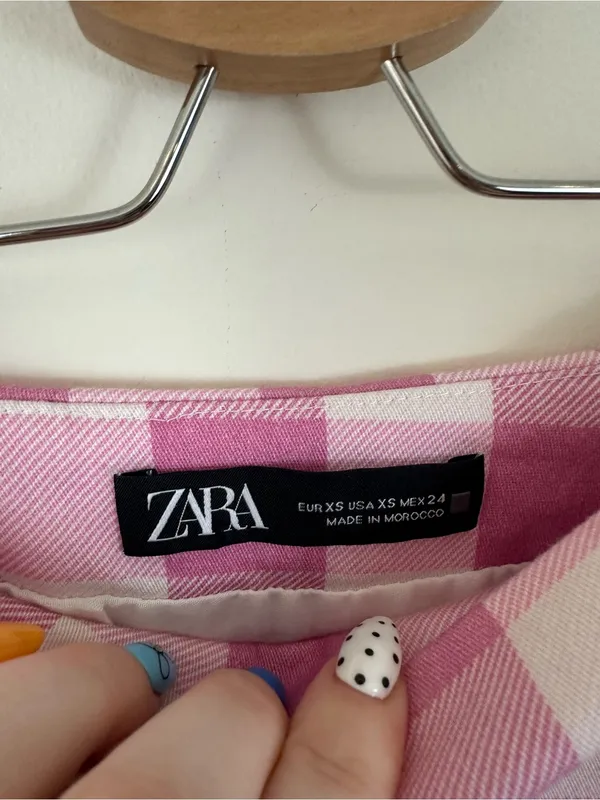 Zara Pink and White Pleated Mini Skirt Skort Size XS Women's - Image 3
