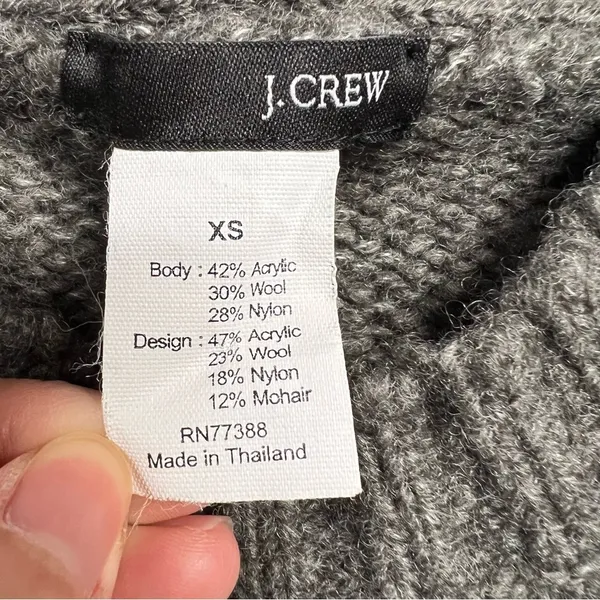 J. Crew Grey Winter Thick Mohair & Wool Sweater Size XSmall EUC - Image 3