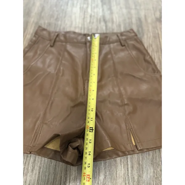 Pretty Little‎ Thing Brown Faux Leather High Rise Shorts - Image 4