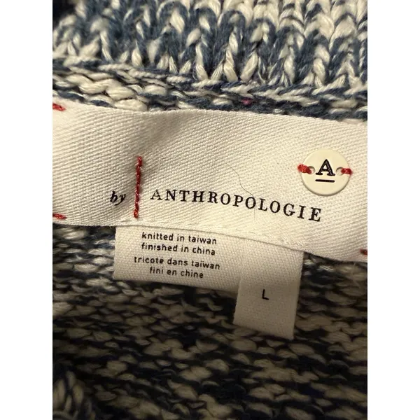 Anthropologie Chunky Knit Sweater Grandma Coastal Carlotta‎ Pullover Fisherman - Image 4