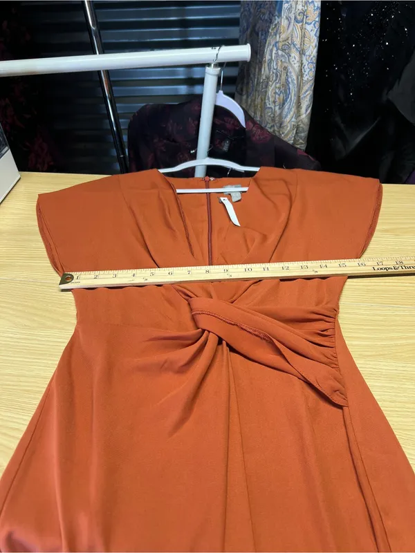 ASOS Twist & Drape Midi Dress in Rust Orange - Image 12