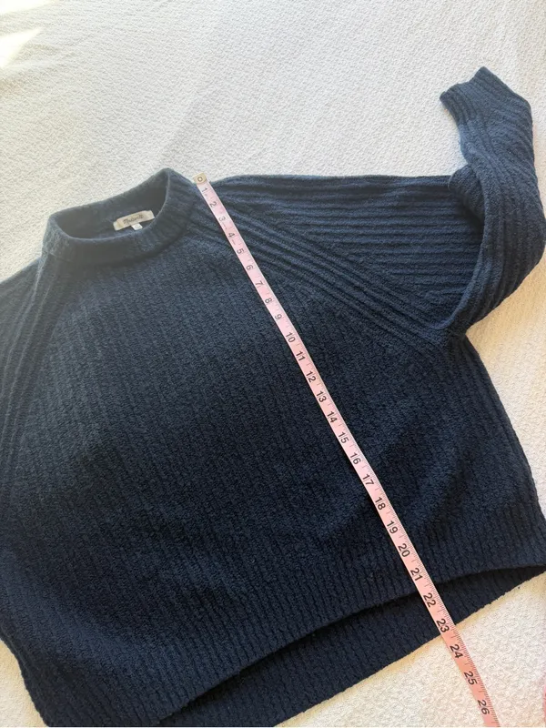 Madewell Ribbed Cotton Wool Blend Sweater XS Deep Indigo Navy - Image 6