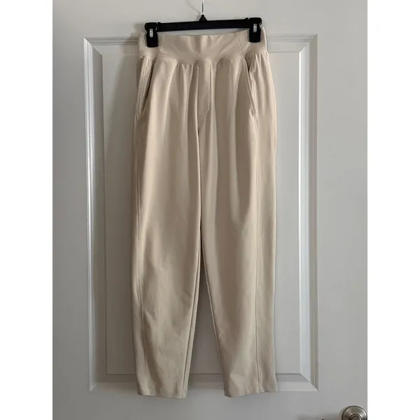 Old Navy Beige PowerSoft Go-Dry High Waisted Ribbed Panel Jogger Pants Small‎ - Image 4