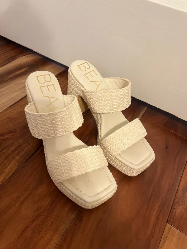 Boutique BEACH White Platform Sandals with Heel - Image 2