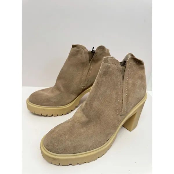Dolce Vita‎ Leather Boots Waterproof Tan Size 9.5 Block Heel Ankle Booties - Image 2