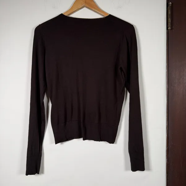 Y2K Vintage BCBG Max Azria Brown lightweight Sweater with Bow Detail Medium - Image 5