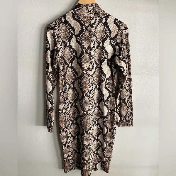 Leith Snakeskin Bodycon Midi Dress Turtleneck Long Sleeve Nordstrom M - Image 7