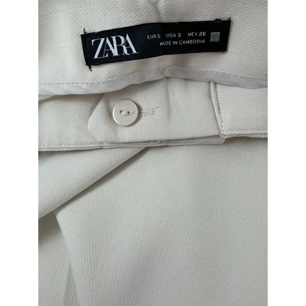 ZARA Cream Straight Leg Pants Size S Gently Used - Image 5